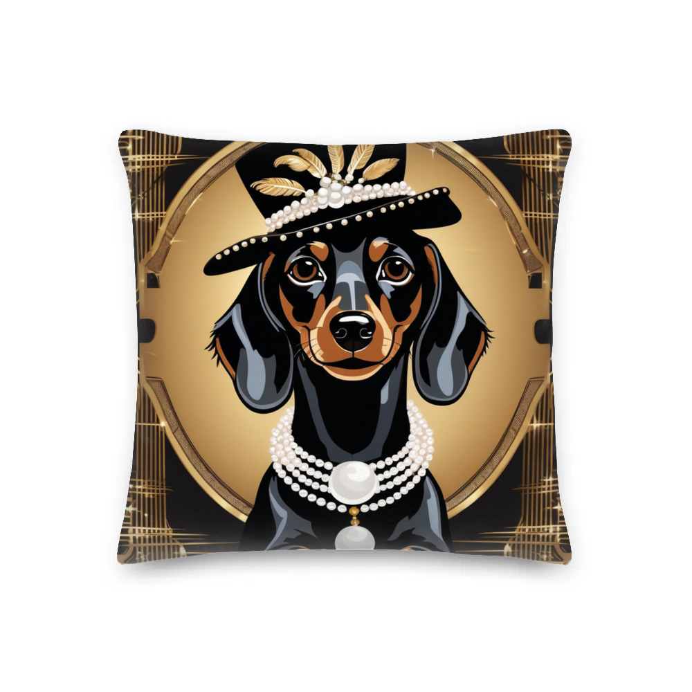 PugMug Custom Black Dachshund Premium Pillow