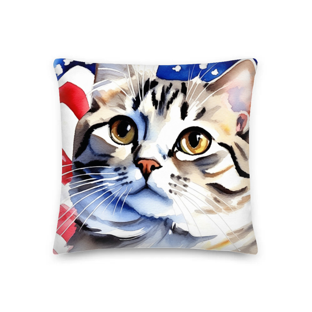 PugMug Custom Tabby Scottish Fold Cat Premium Pillow