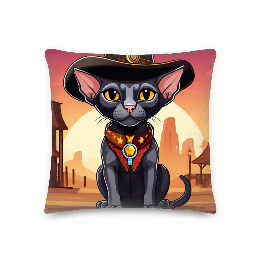PugMug Custom Black Sphynx Cat Premium Pillow