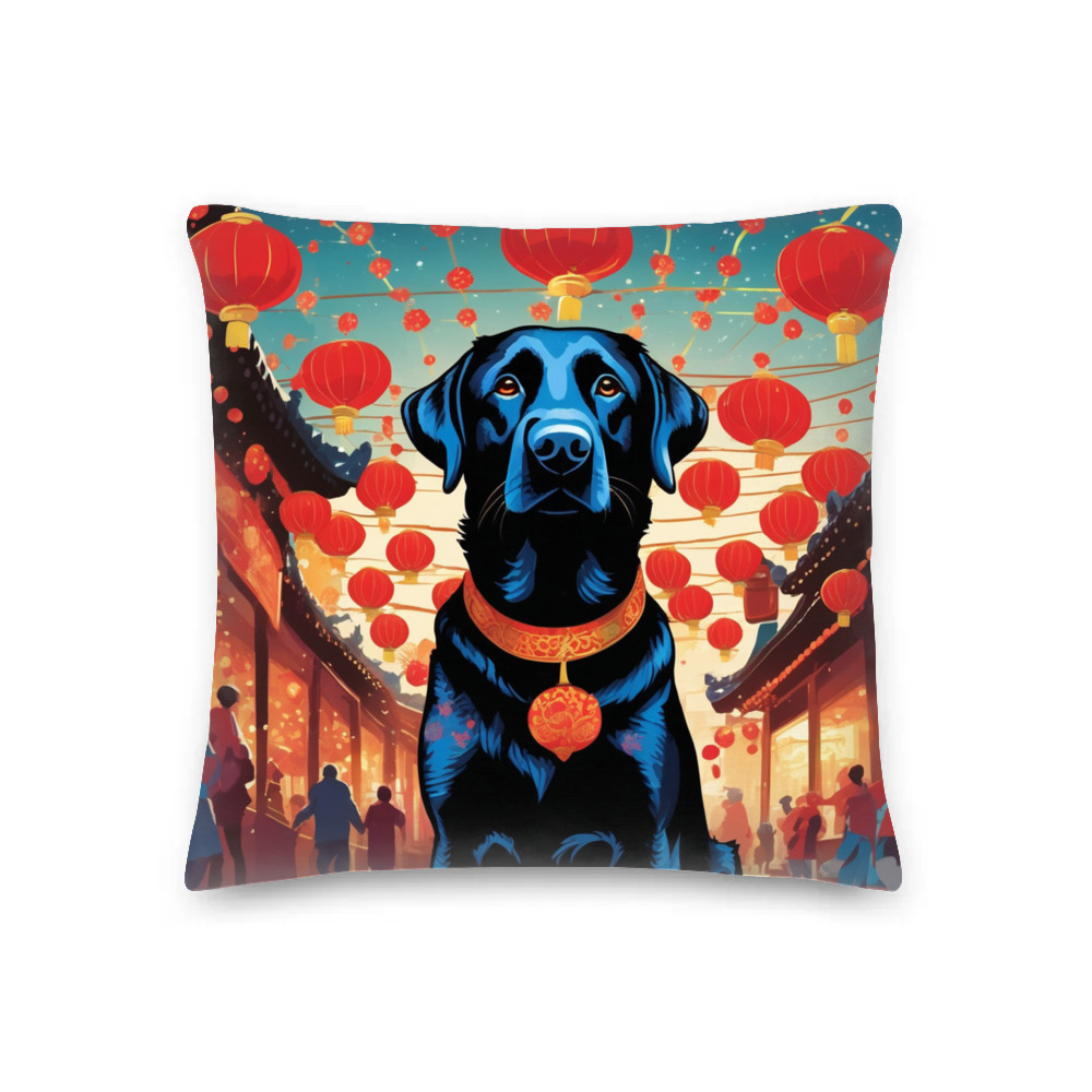 PugMug Custom Black Labrador Retriever Premium Pillow