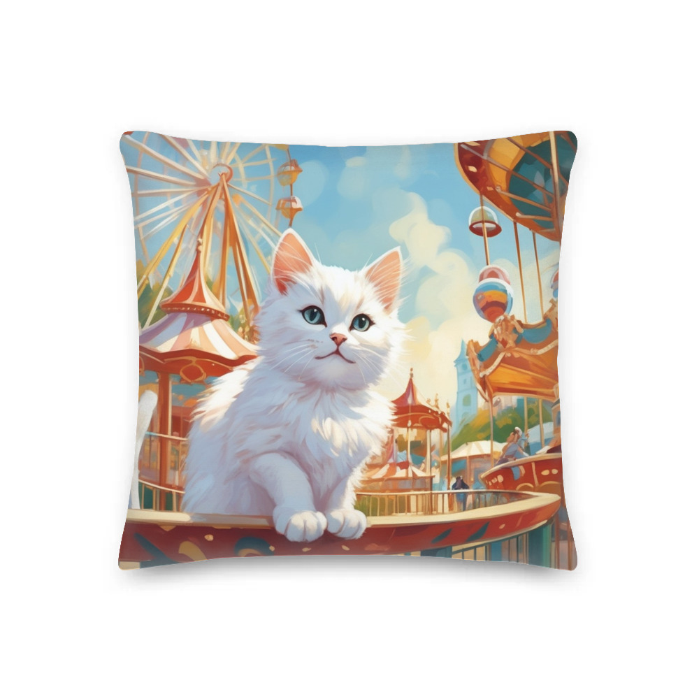 PugMug Custom White Companion Cat Premium Pillow