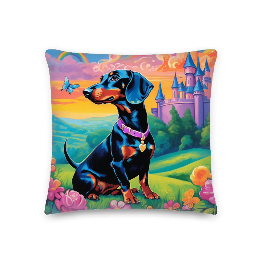 PugMug Custom Black Dachshund Premium Pillow
