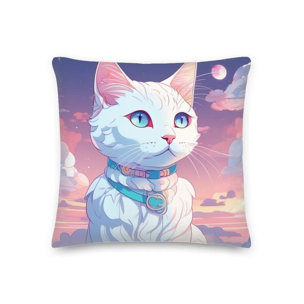 PugMug Custom White Companion Cat Premium Pillow