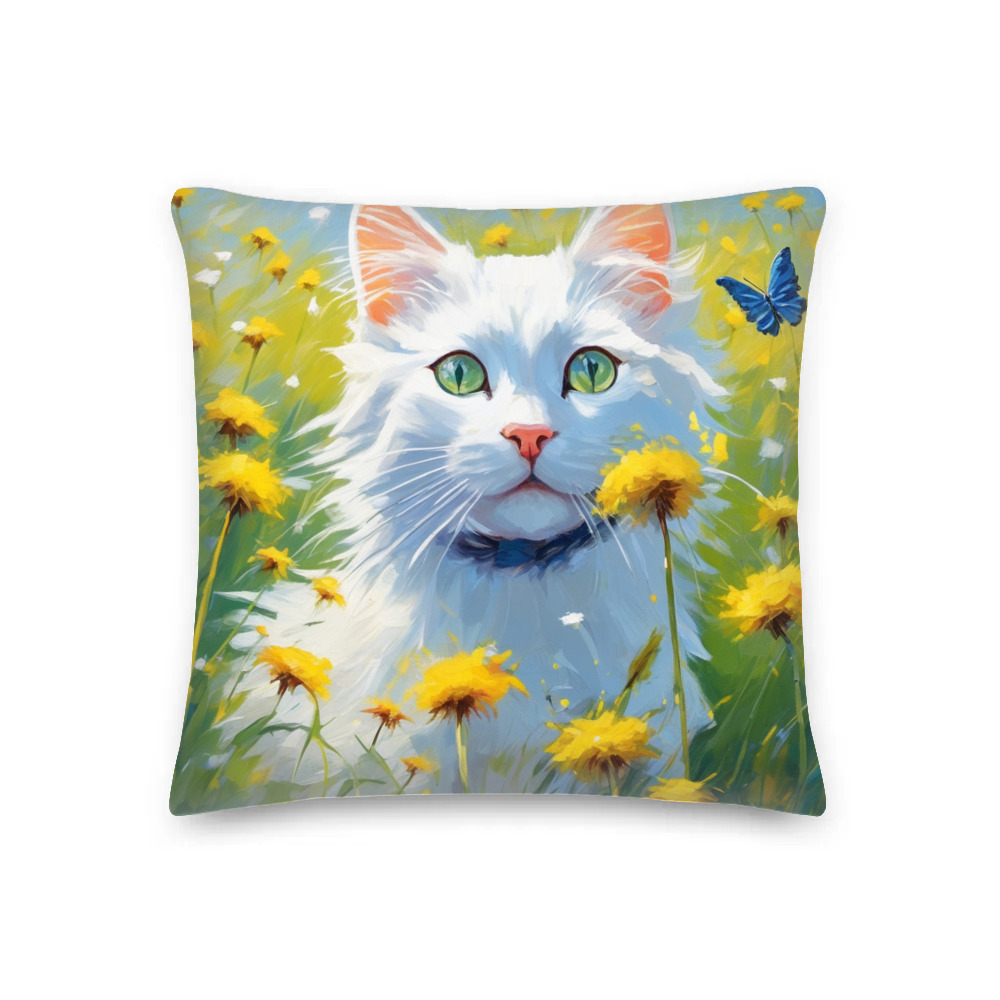 PugMug Custom White Companion Cat Premium Pillow