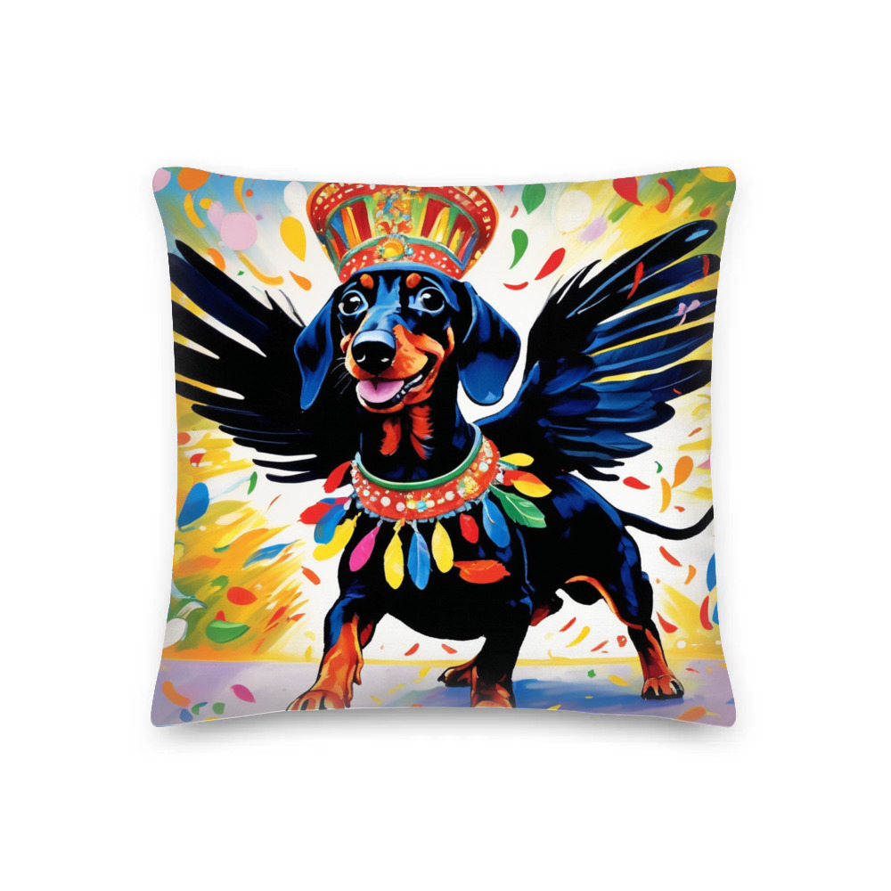 PugMug Custom Black Dachshund Premium Pillow