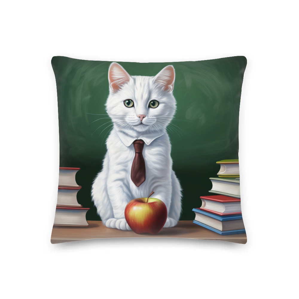 PugMug Custom White Companion Cat Premium Pillow