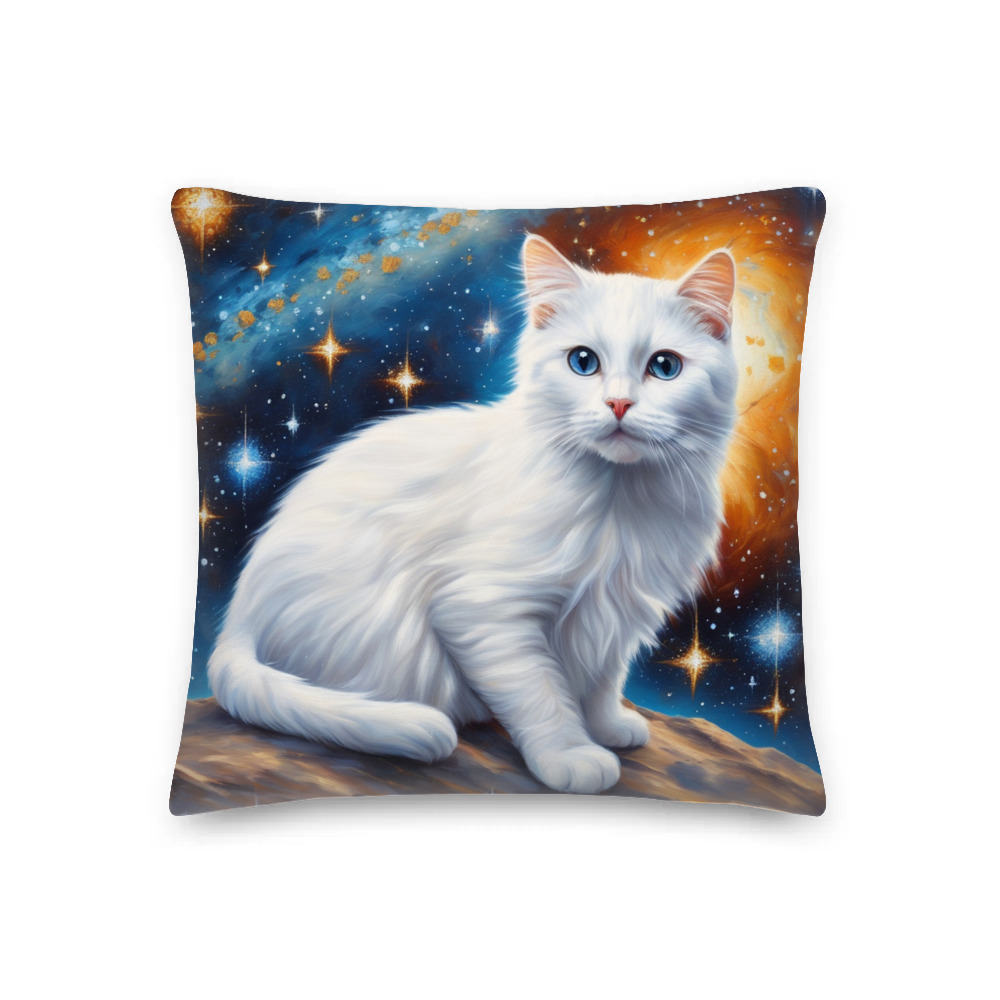 PugMug Custom White Companion Cat Premium Pillow