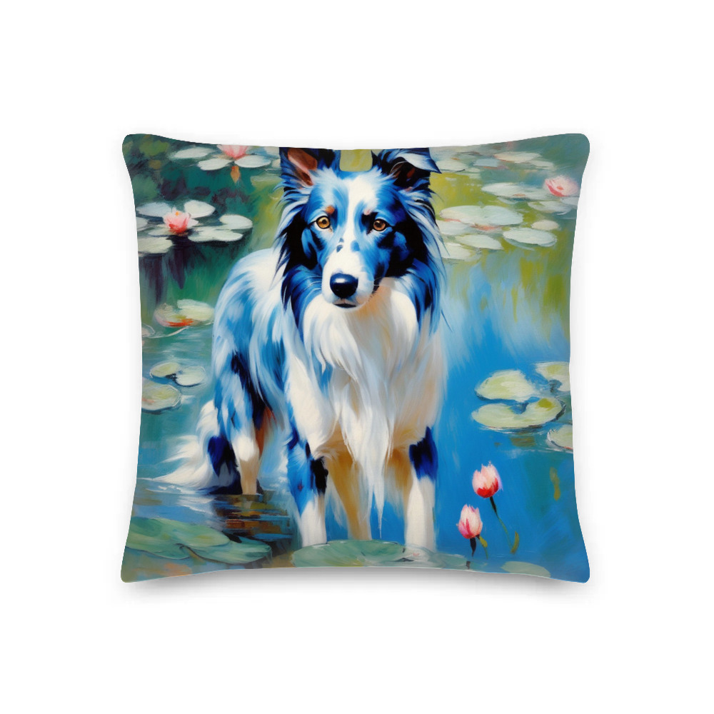 PugMug Custom Blue Merle Border Collie Premium Pillow