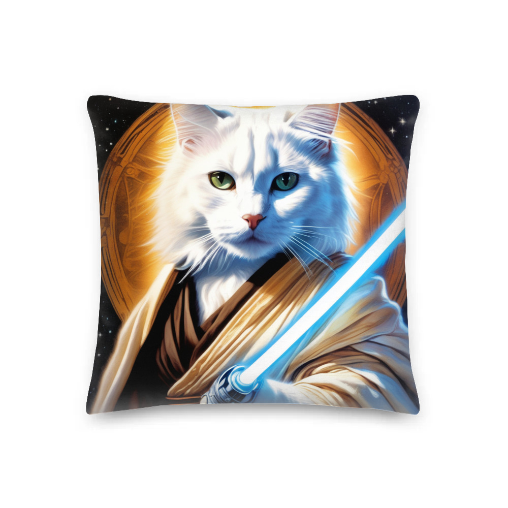 PugMug Custom White Companion Cat Premium Pillow
