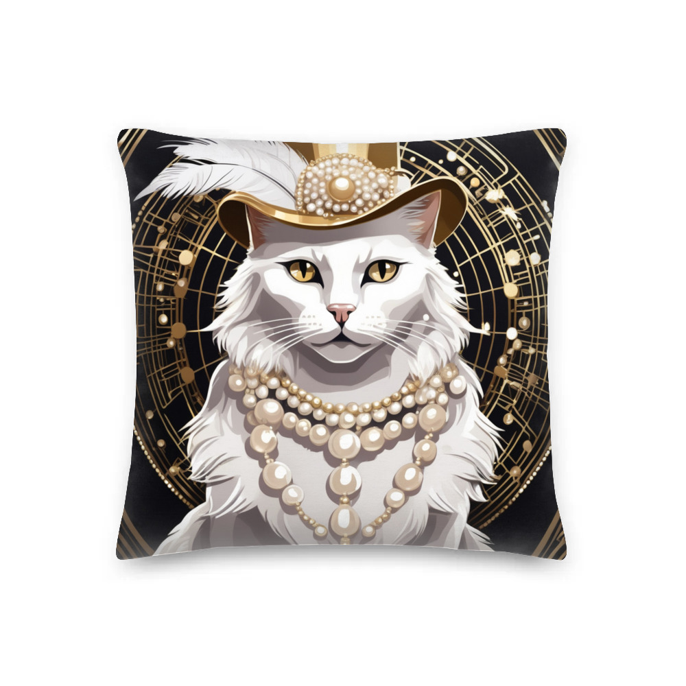 PugMug Custom White Companion Cat Premium Pillow