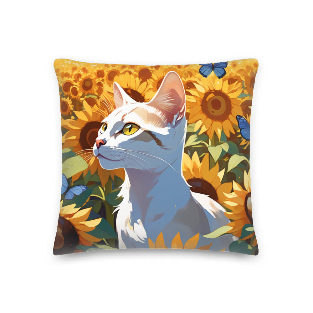 PugMug Custom White Abyssinian Cat Premium Pillow