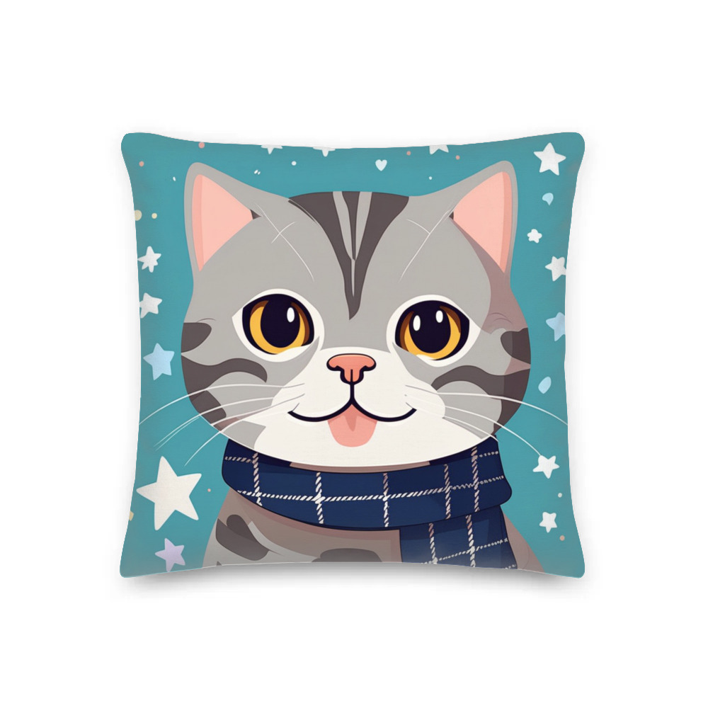 PugMug Custom Tabby Scottish Fold Cat Premium Pillow