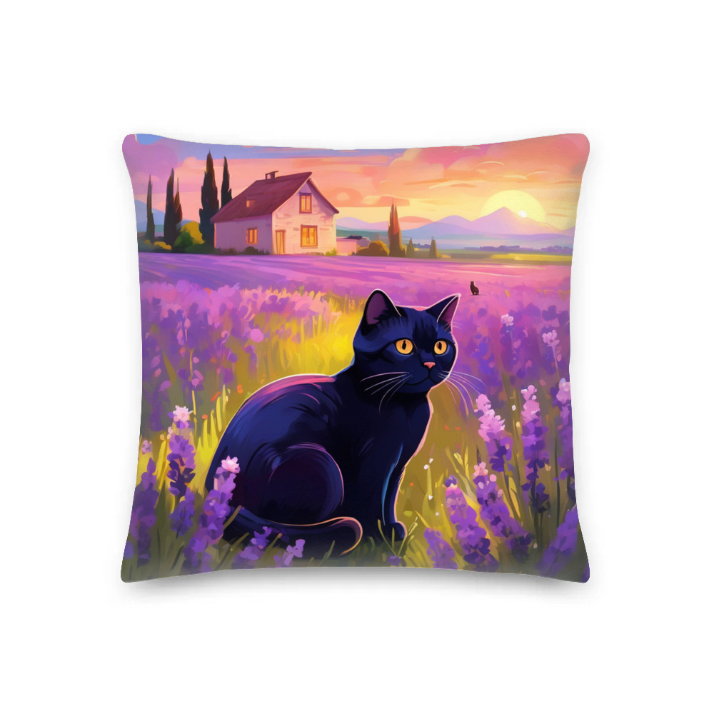 PugMug Custom Black Scottish Fold Cat Premium Pillow