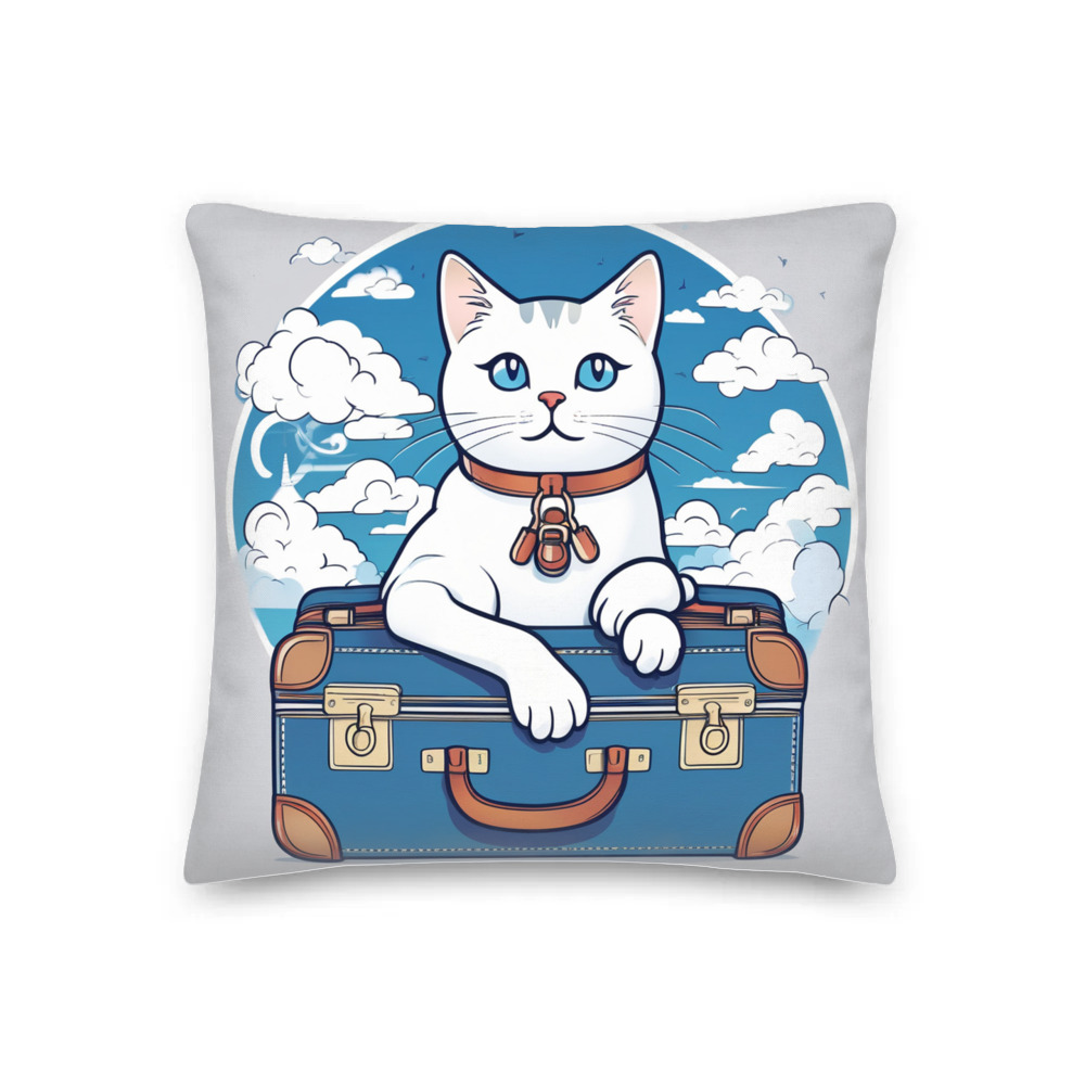 PugMug Custom White Companion Cat Premium Pillow