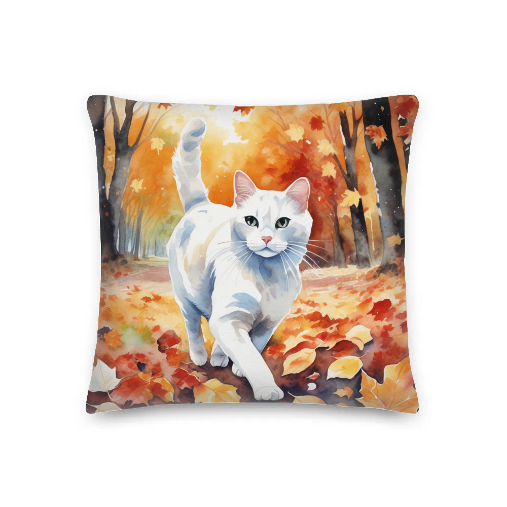PugMug Custom White Companion Cat Premium Pillow