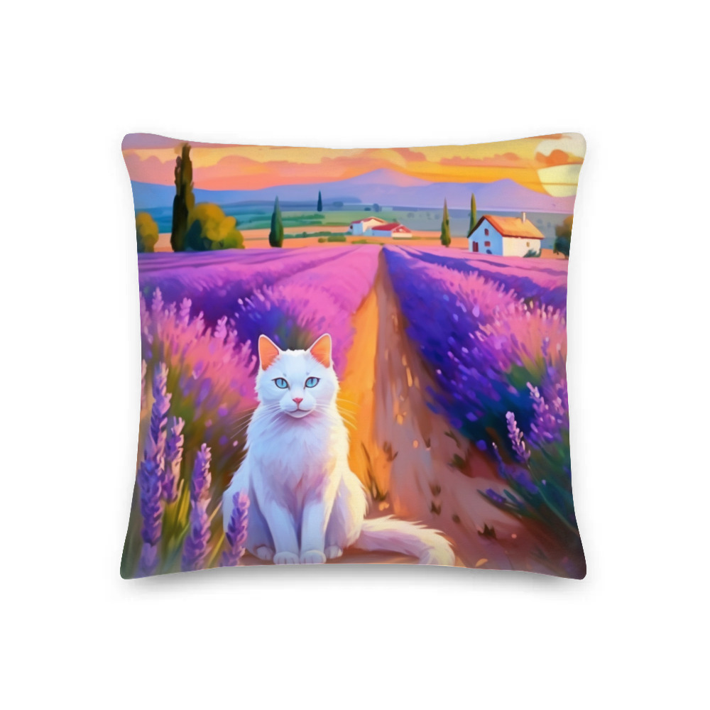 PugMug Custom White Companion Cat Premium Pillow
