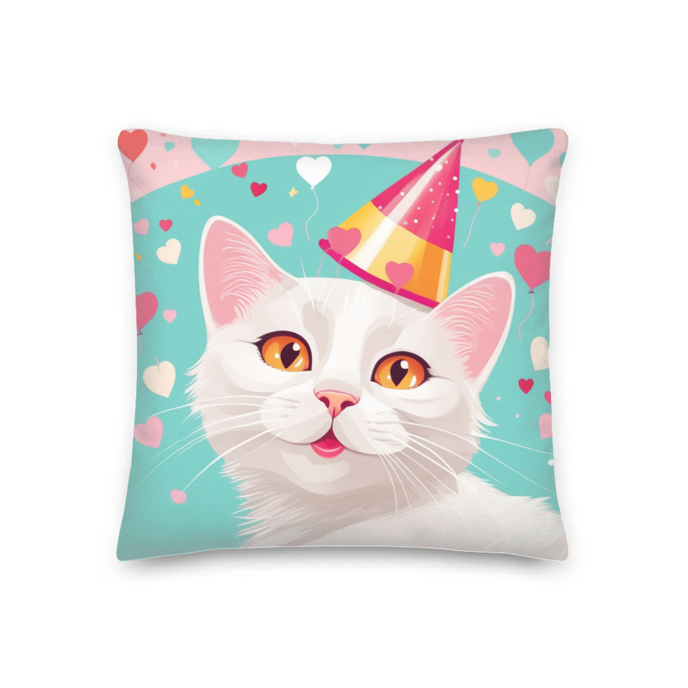 PugMug Custom White Companion Cat Premium Pillow