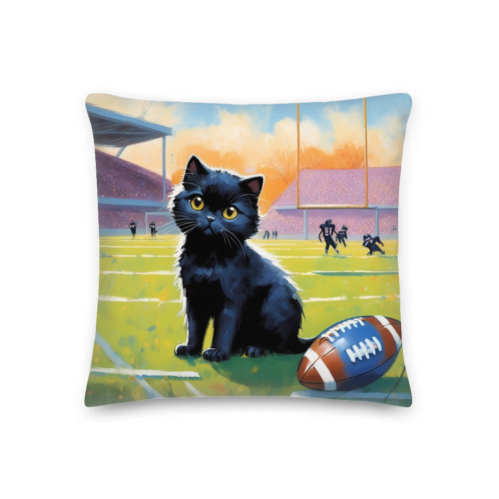 PugMug Custom Black Scottish Fold Cat Premium Pillow
