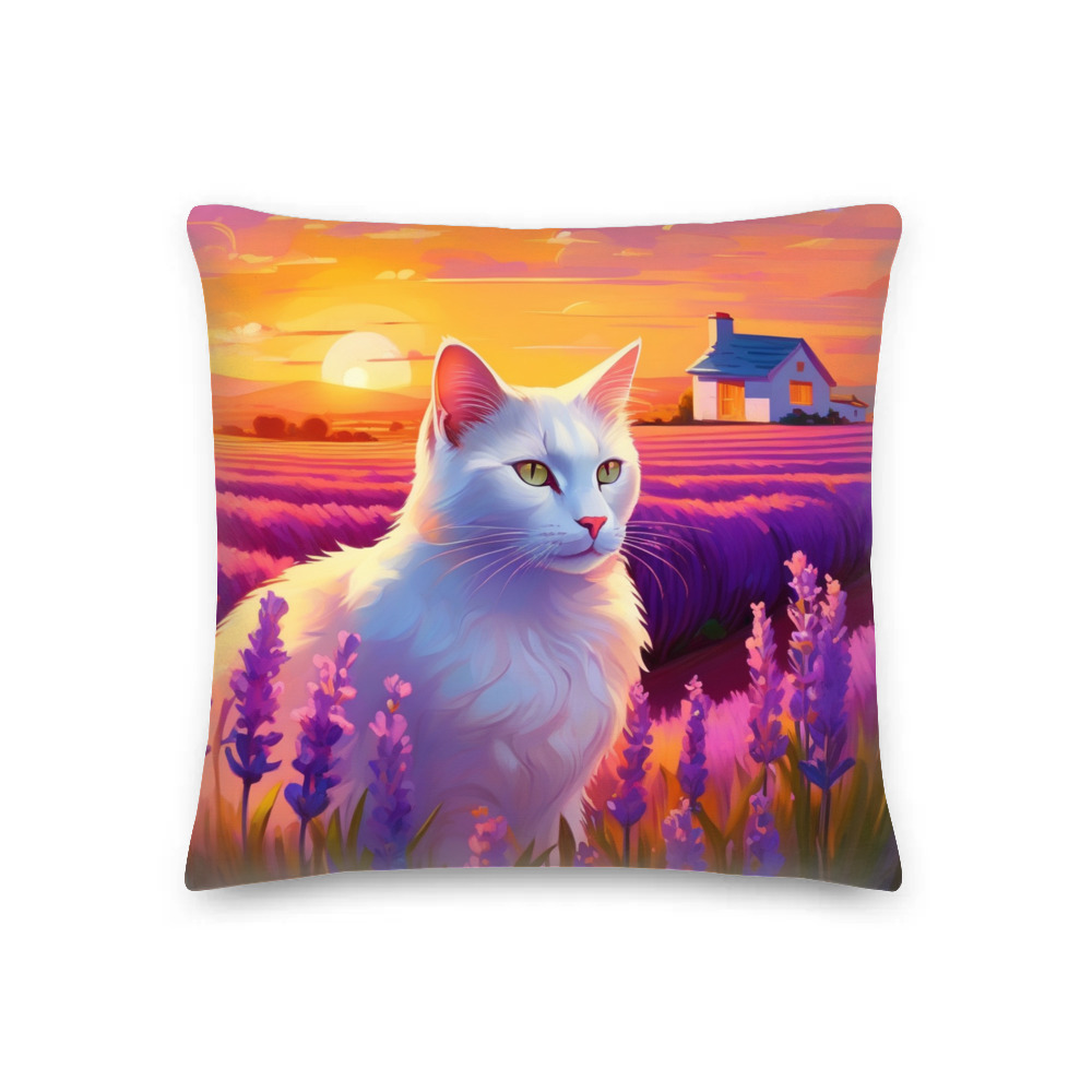 PugMug Custom White Companion Cat Premium Pillow
