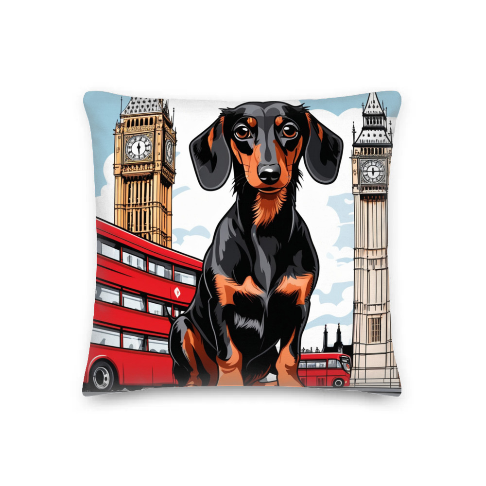 PugMug Custom Black Dachshund Premium Pillow