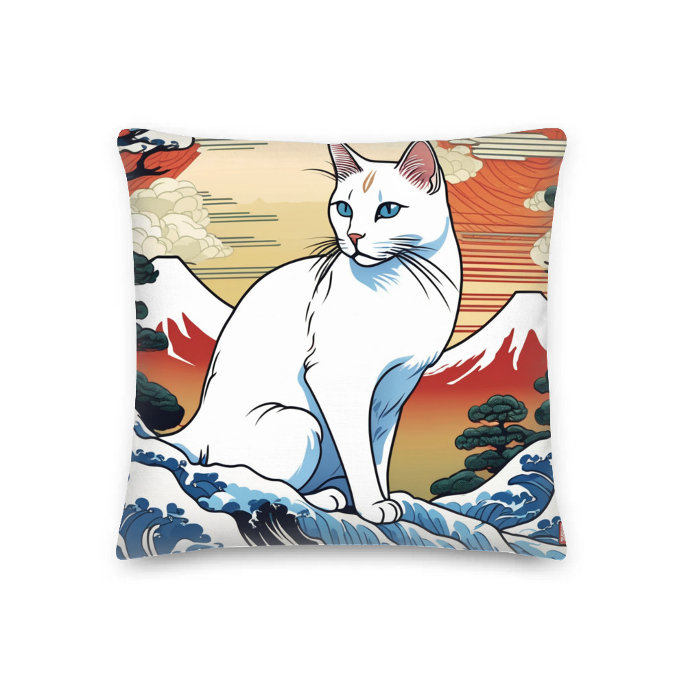 PugMug Custom White Companion Cat Premium Pillow