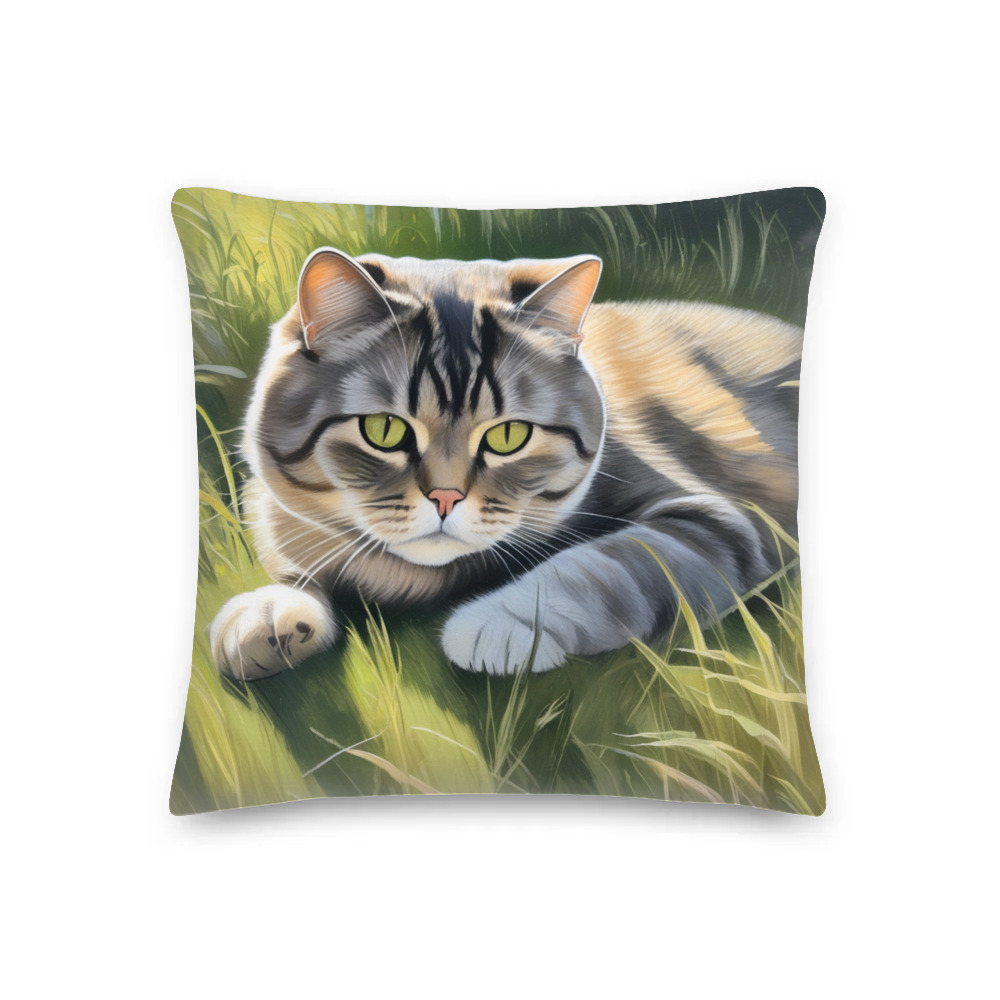 PugMug Custom Tabby Scottish Fold Cat Premium Pillow