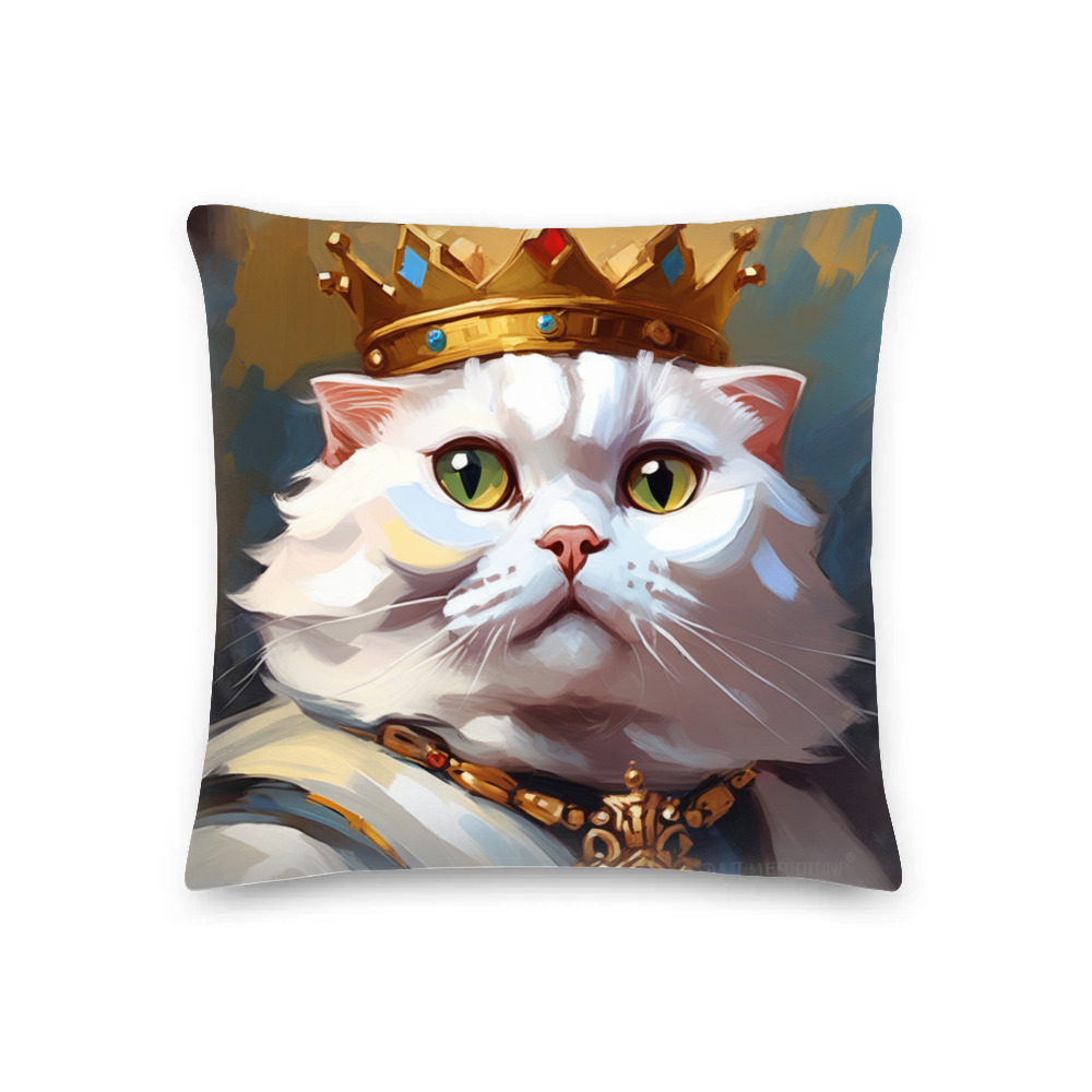 PugMug Custom White Scottish Fold Cat Premium Pillow