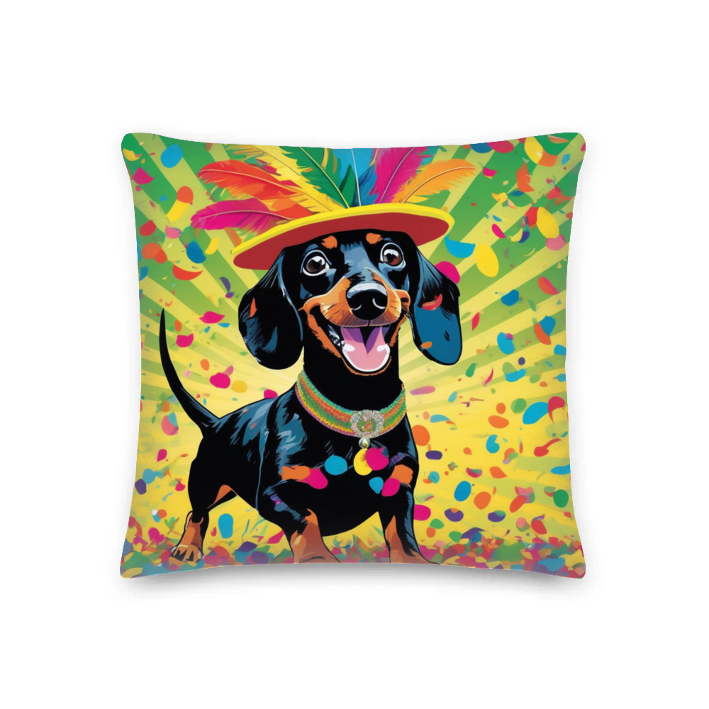 PugMug Custom Black Dachshund Premium Pillow