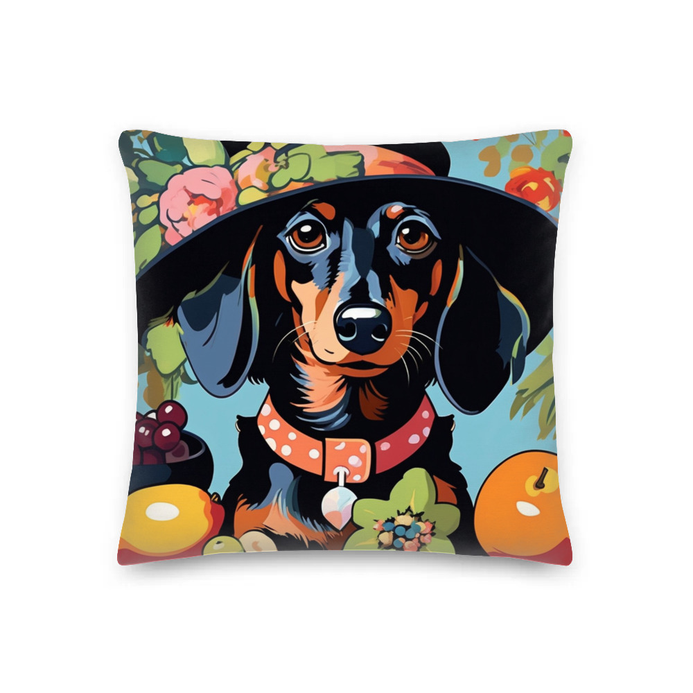 PugMug Custom Black Dachshund Premium Pillow
