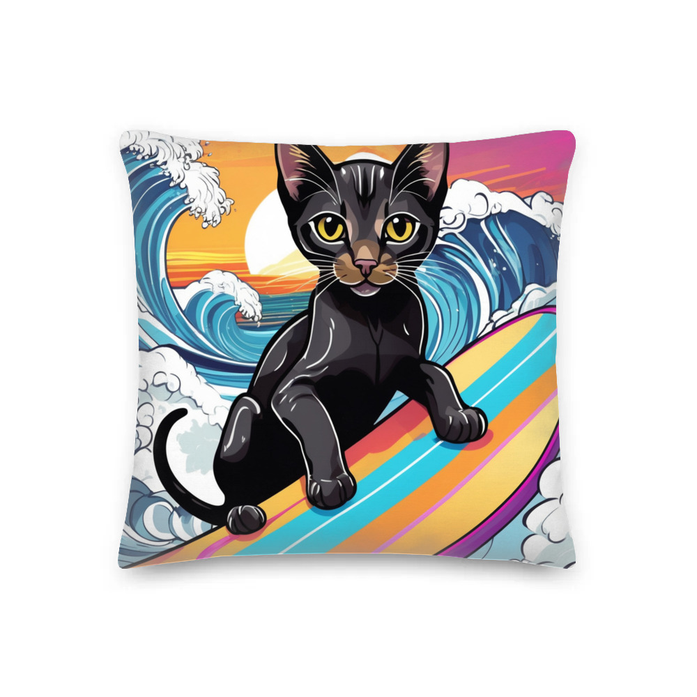 PugMug Custom Black Abyssinian Cat Premium Pillow
