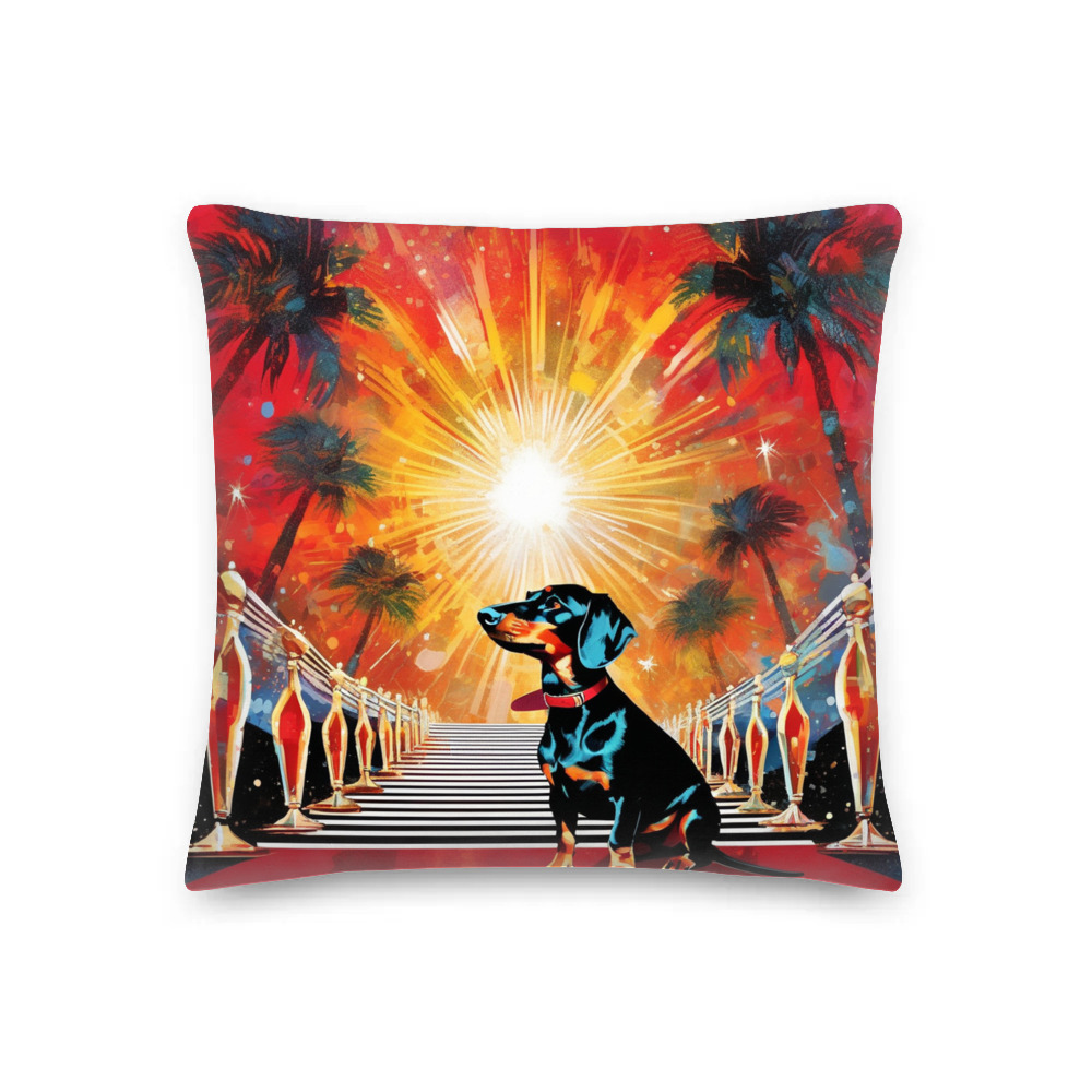 PugMug Custom Black Dachshund Premium Pillow