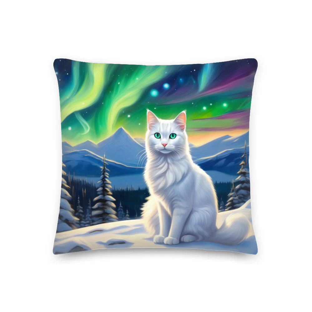 PugMug Custom White Companion Cat Premium Pillow