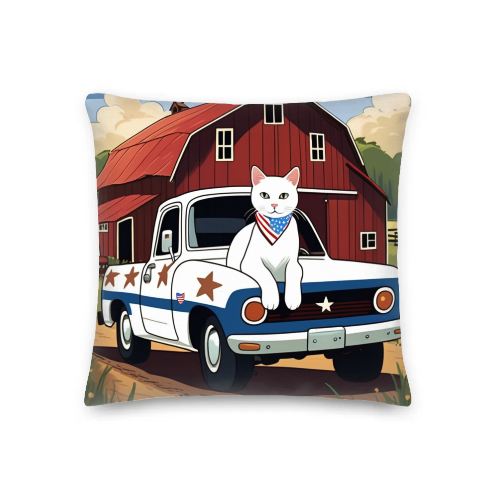 PugMug Custom White Companion Cat Premium Pillow