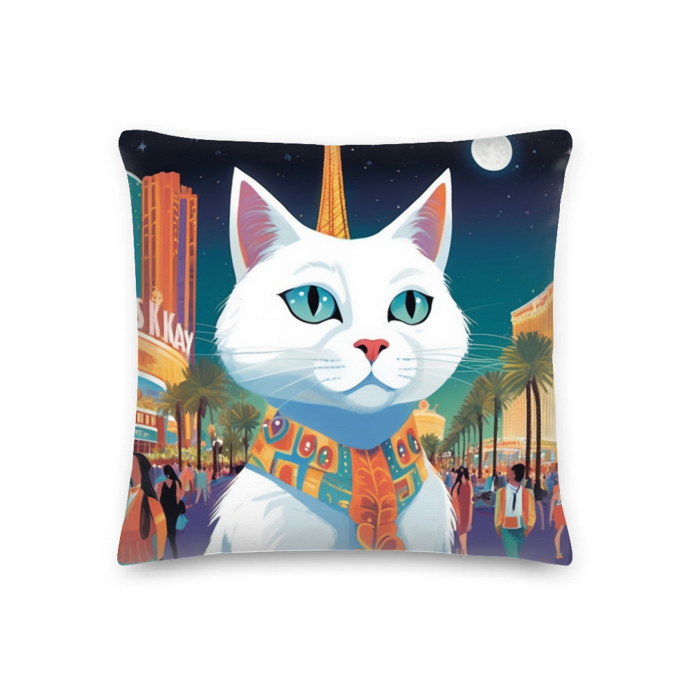 PugMug Custom White Companion Cat Premium Pillow