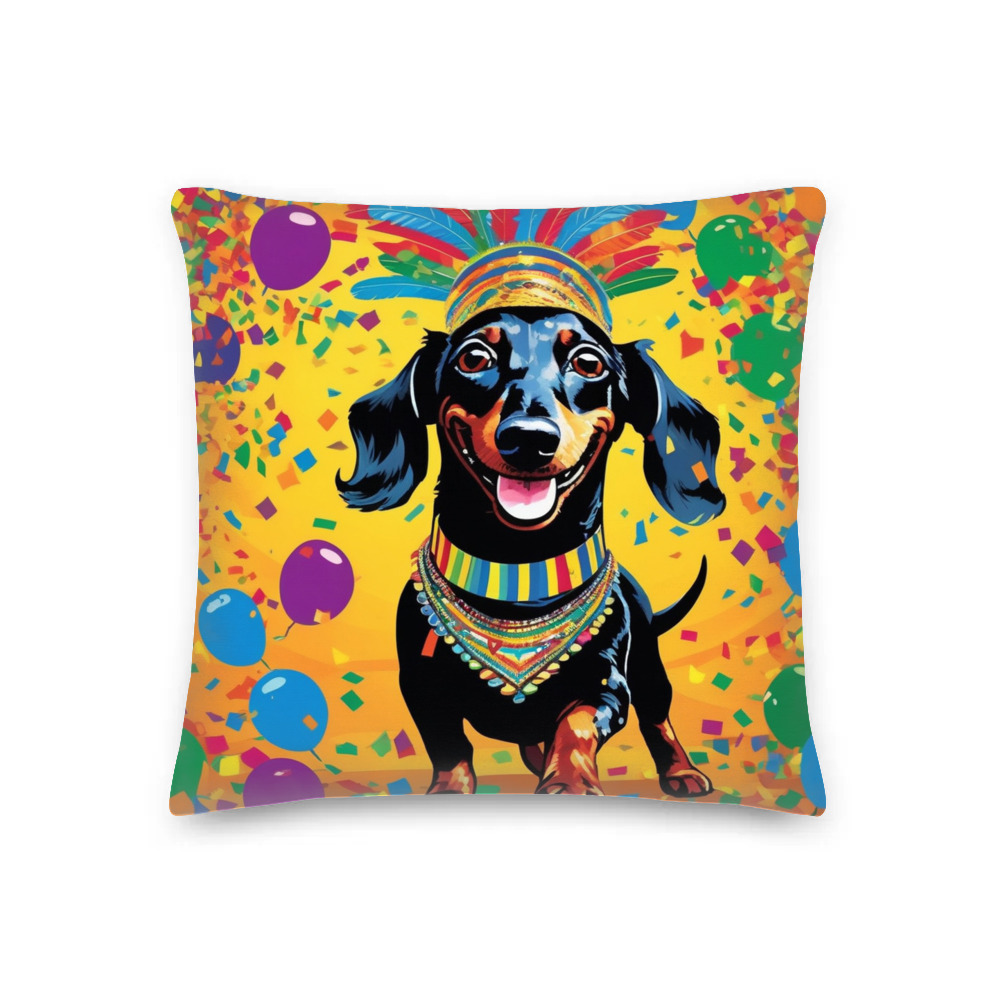 PugMug Custom Black Dachshund Premium Pillow