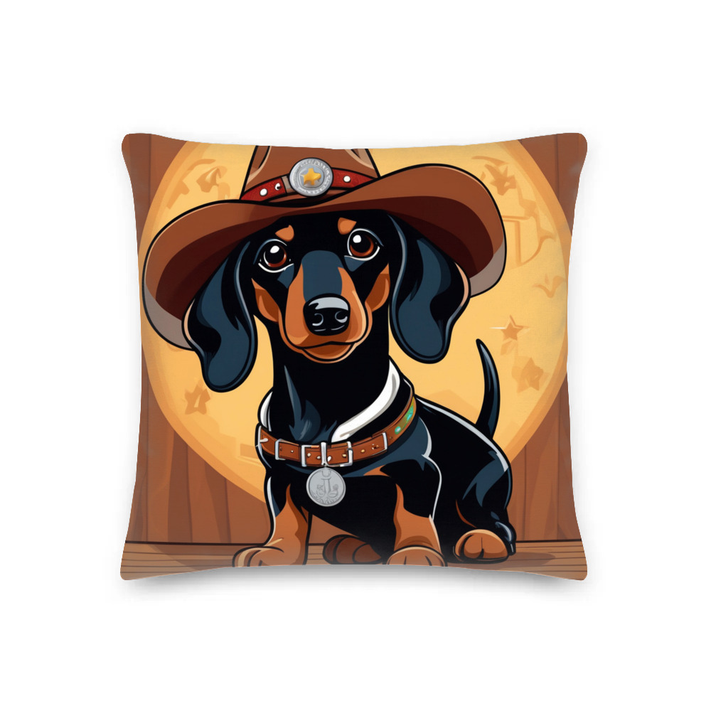 PugMug Custom Black Dachshund Premium Pillow