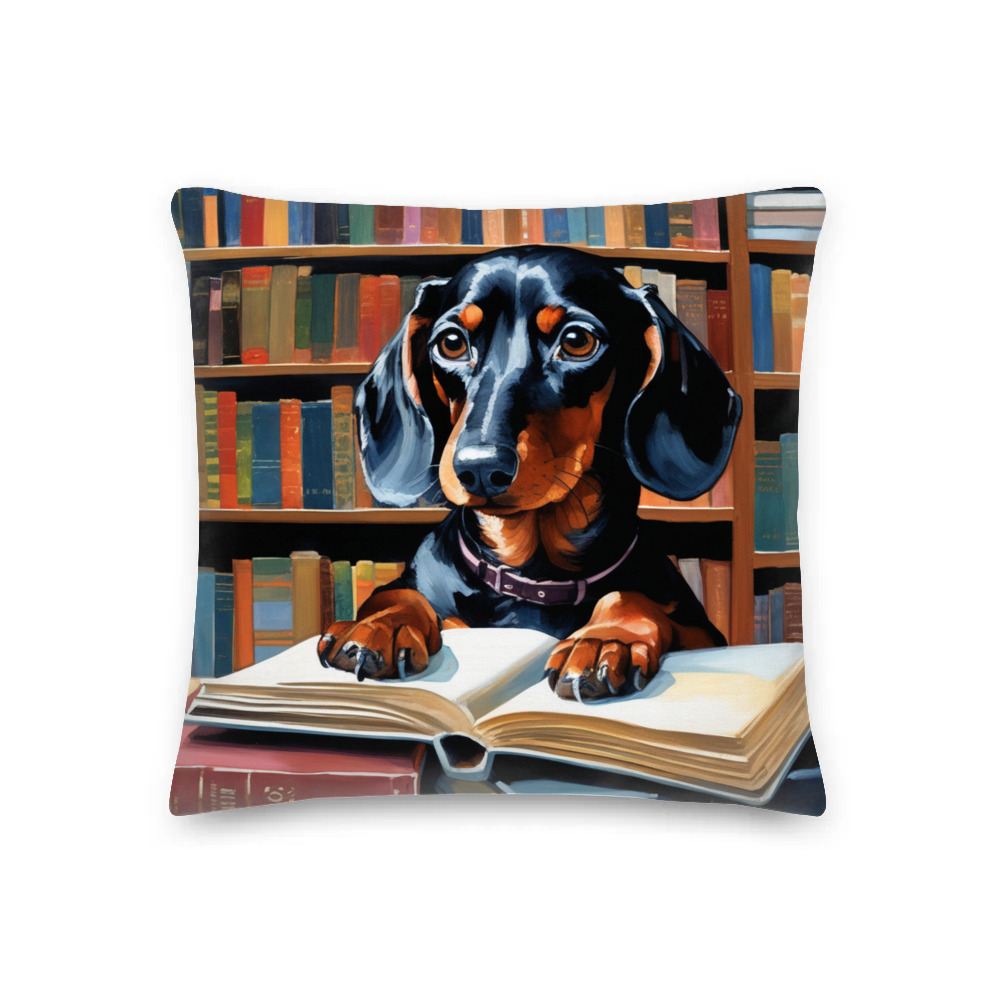 PugMug Custom Black Dachshund Premium Pillow
