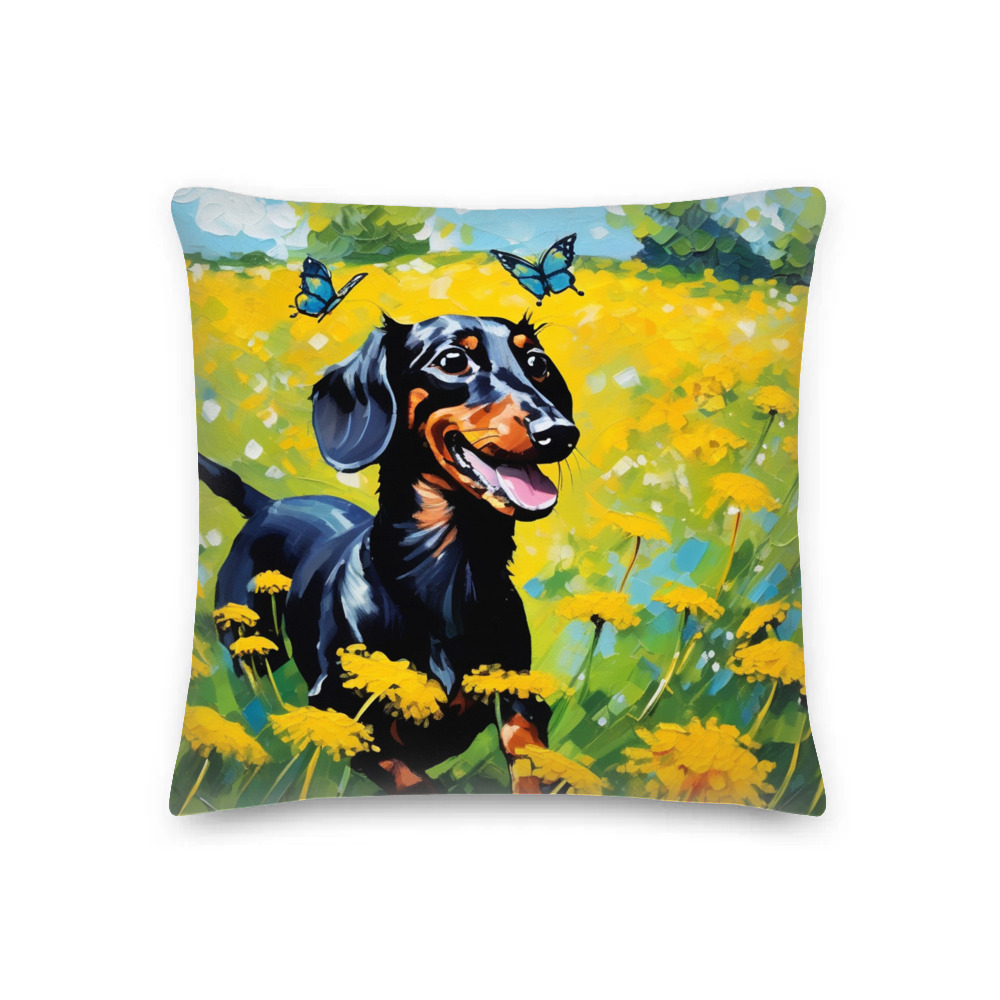 PugMug Custom Black Dachshund Premium Pillow