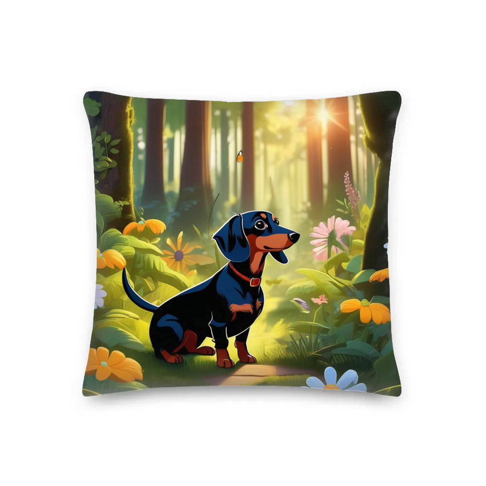 PugMug Custom Black Dachshund Premium Pillow