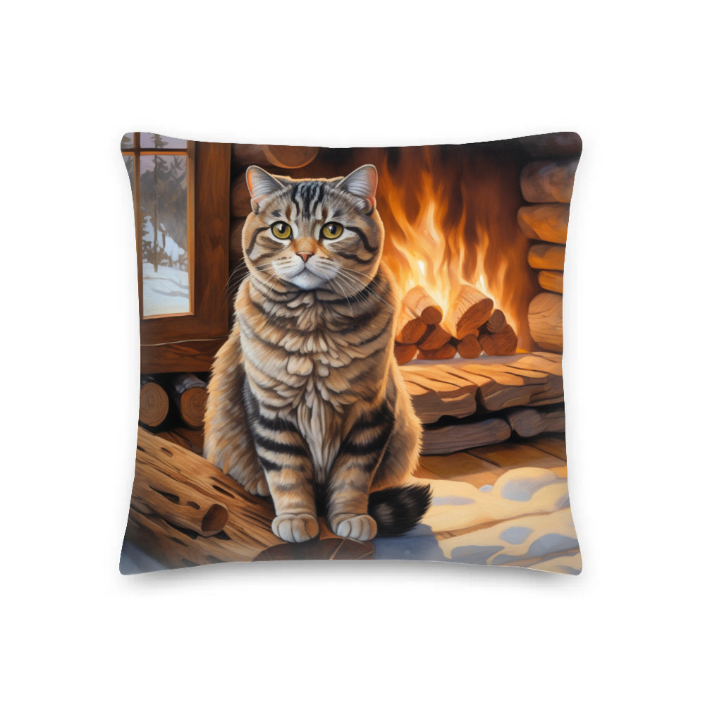 PugMug Custom Tabby Scottish Fold Cat Premium Pillow