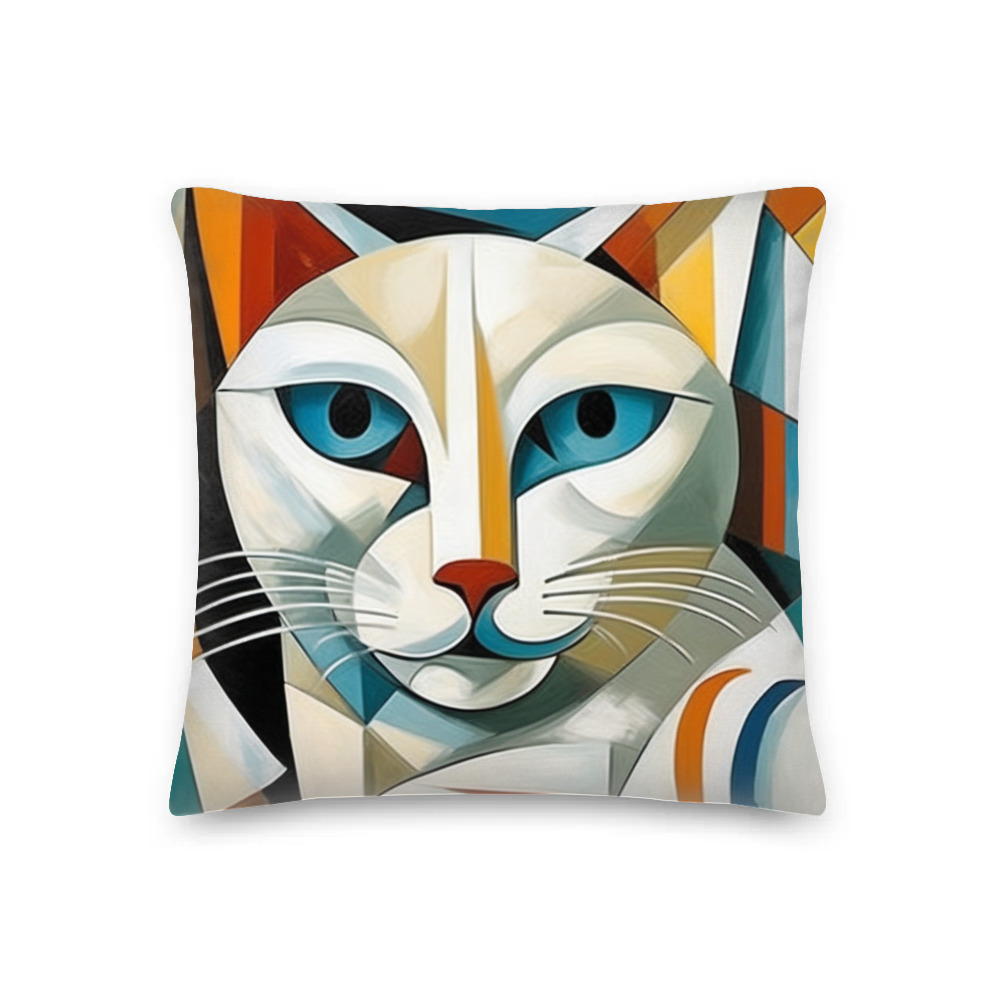 PugMug Custom White Companion Cat Premium Pillow
