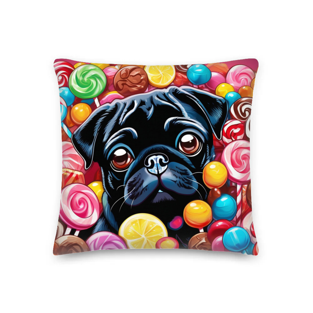PugMug Custom Black Pug Premium Pillow