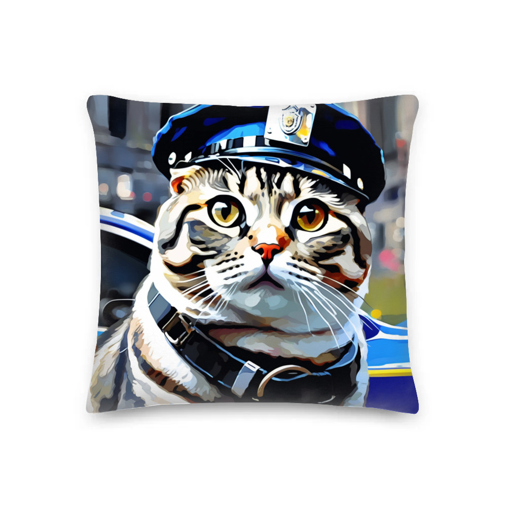 PugMug Custom Tabby Scottish Fold Cat Premium Pillow