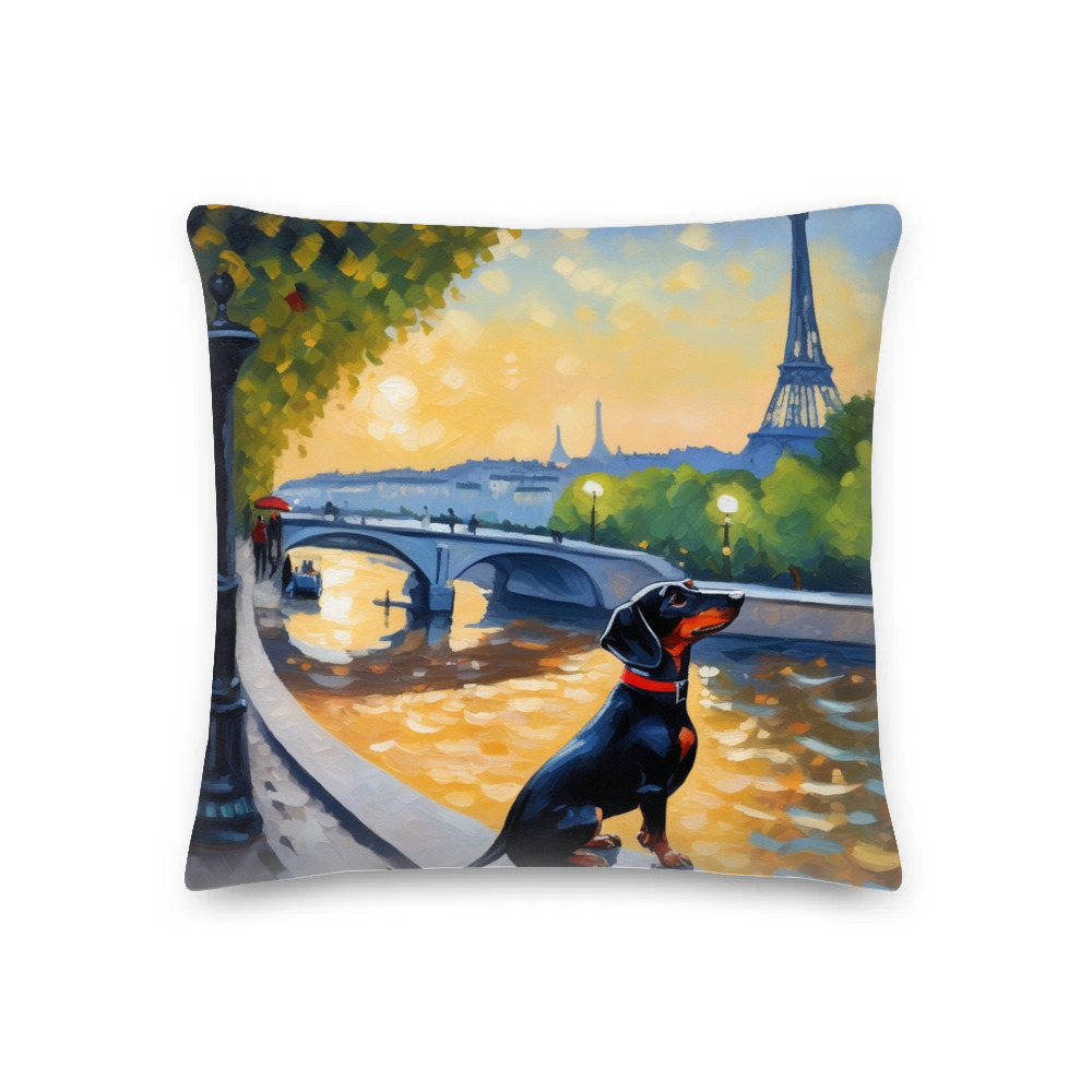 PugMug Custom Black Dachshund Premium Pillow