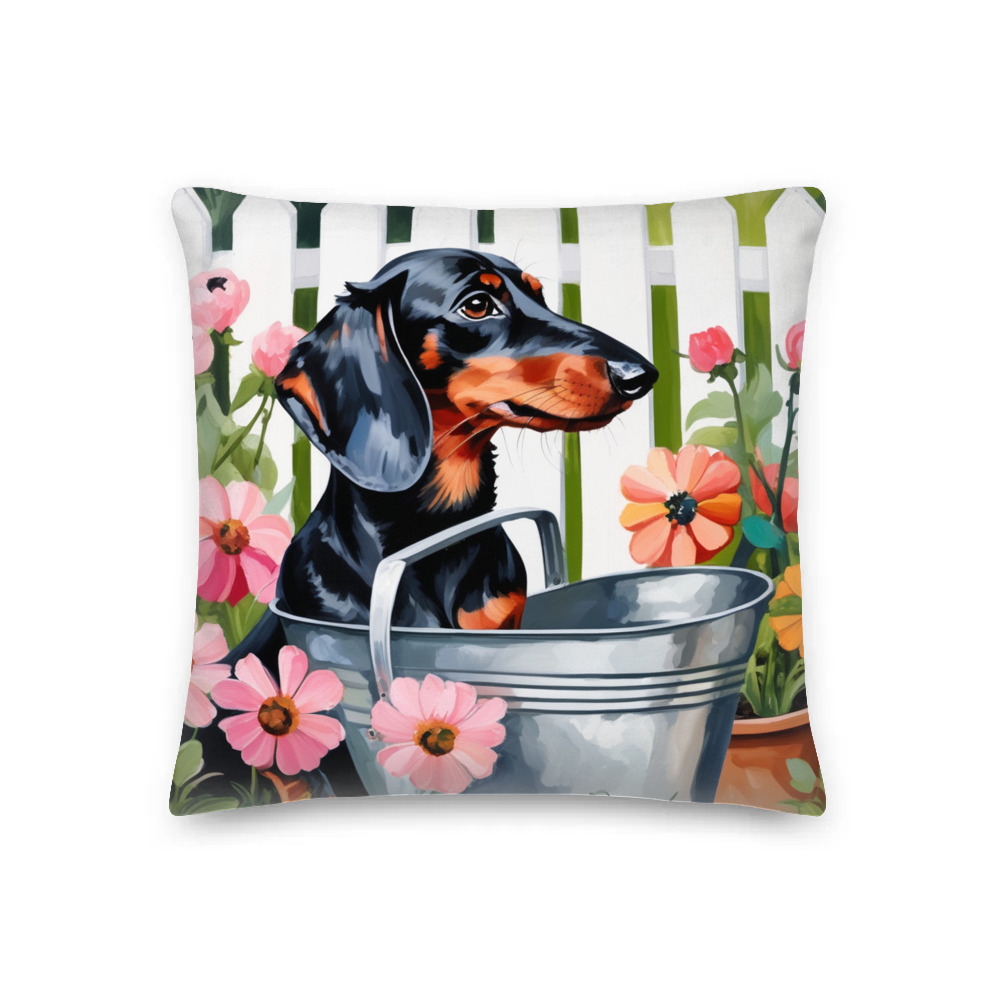 PugMug Custom Black Dachshund Premium Pillow