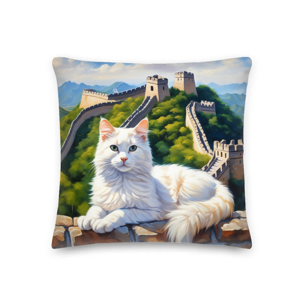 PugMug Custom White Companion Cat Premium Pillow