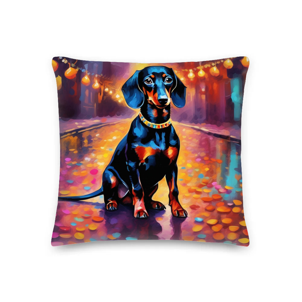 PugMug Custom Black Dachshund Premium Pillow