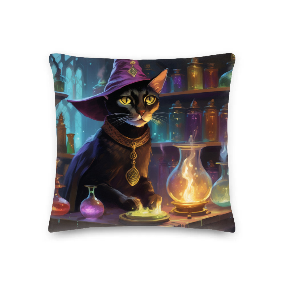 PugMug Custom Black Abyssinian Cat Premium Pillow