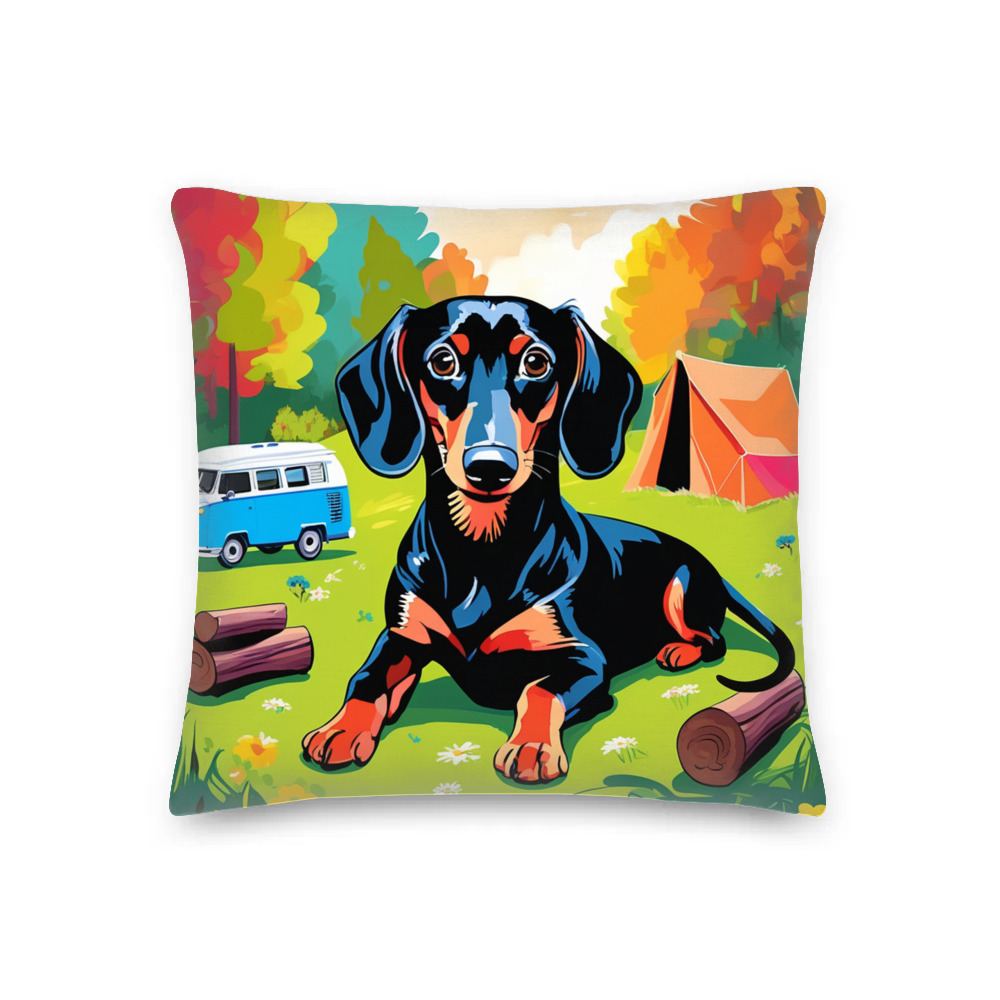 PugMug Custom Black Dachshund Premium Pillow