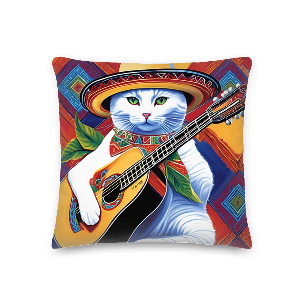 PugMug Custom White Companion Cat Premium Pillow
